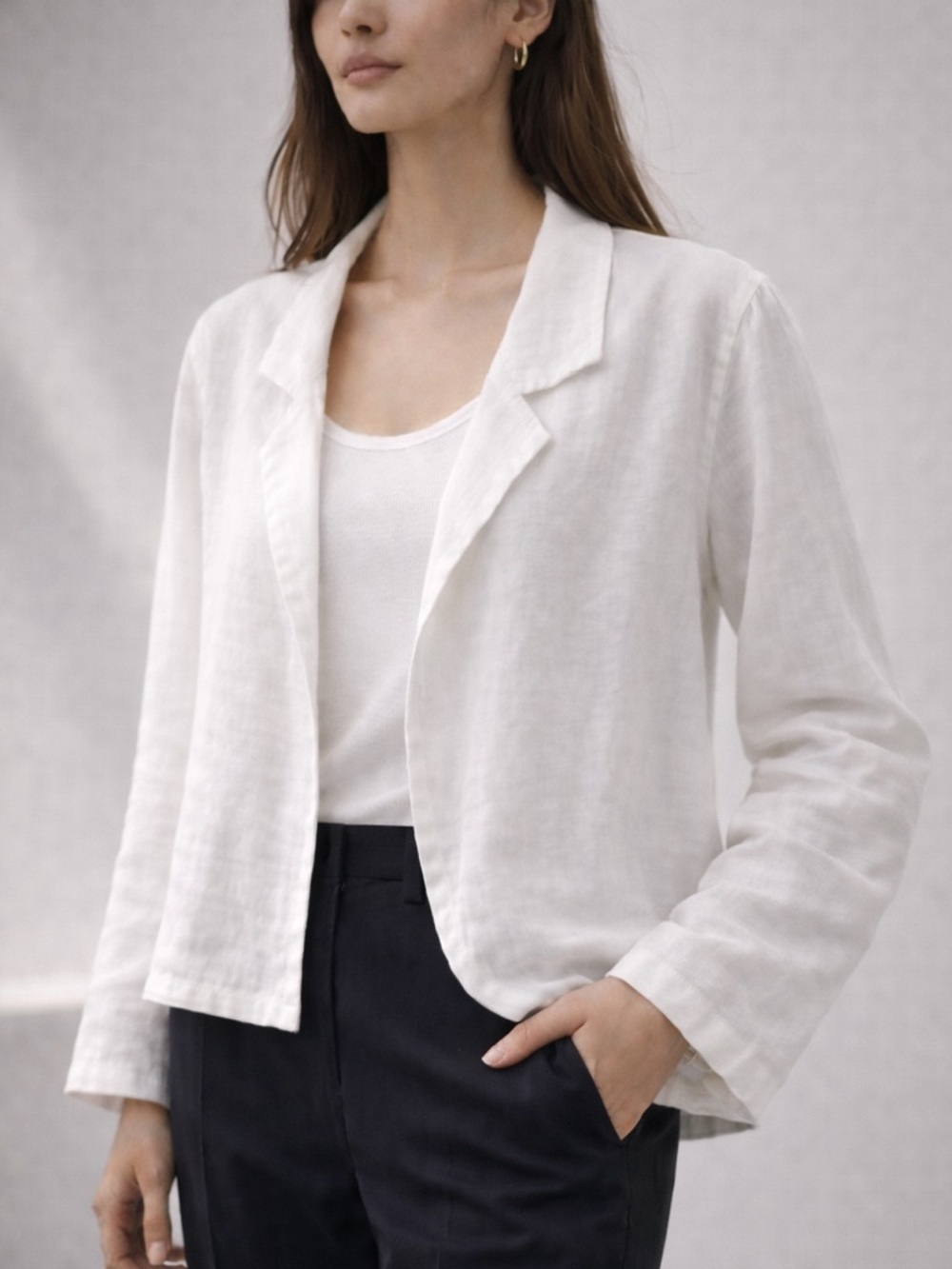 Aritzia Wilfred‎ Linen Open Jacket Cardigan White Size XS